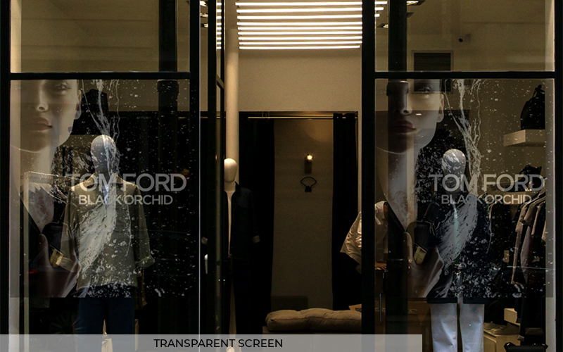 Pantalla transparente publicitaria - Escaparate Tom Ford